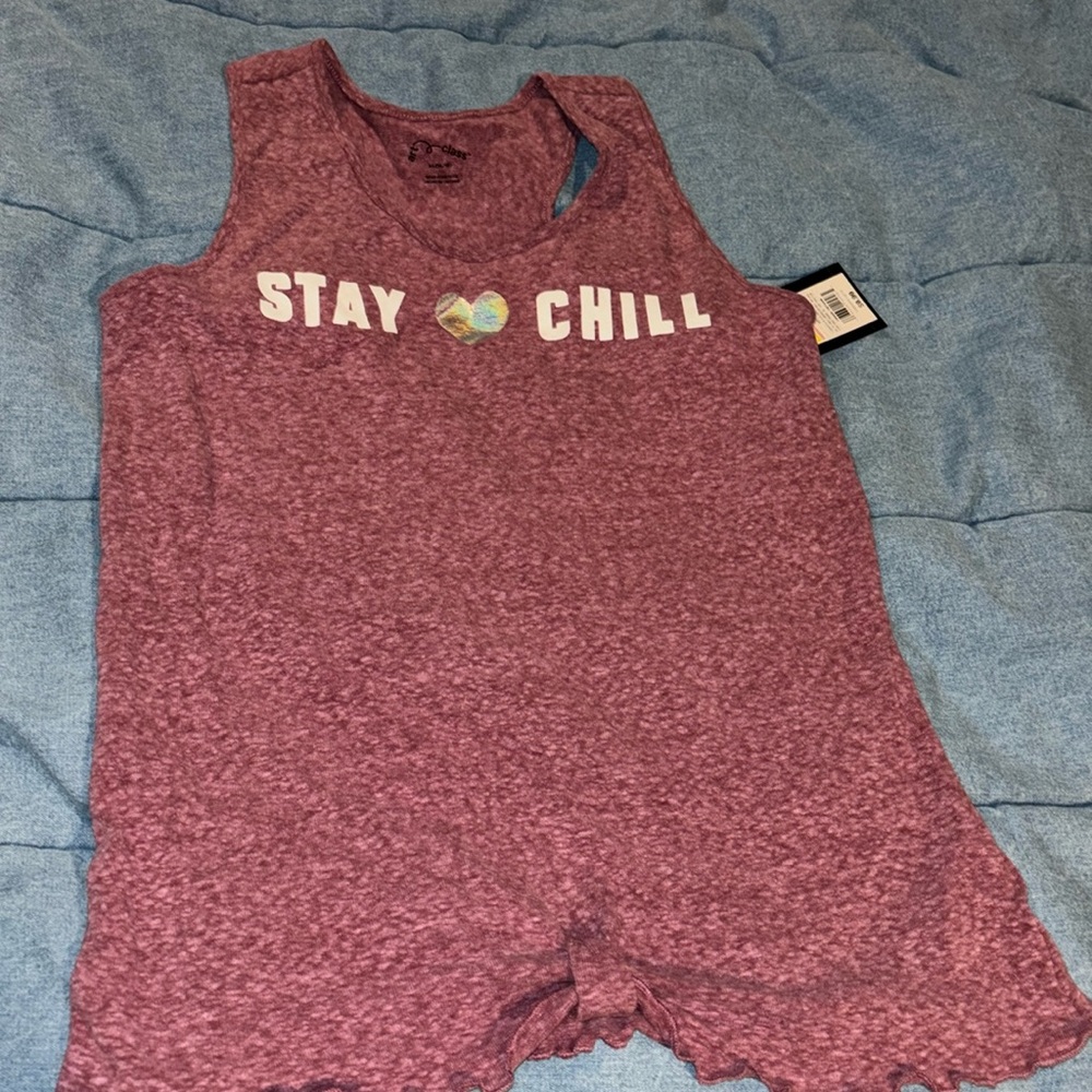 New NWT stay chill art class xl 14/16 Beet tank shirt girls
